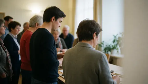 Adultes participant à une réunion communautaire dans une salle de centre, illustrant dialogue et travail collaboratif dans un environnement chaleureux et professionnel.