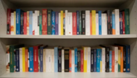 Deux étagères blanches contenant des livres aux couleurs variées, disposés de manière ordonnée dans un environnement éducatif ou une bibliothèque.
