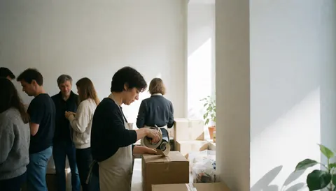 Équipe d'employés préparant des expéditions en scotchant des cartons pour le commerce électronique