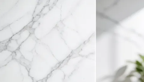 Surface en marbre blanc poli avec des veines grises, offrant une texture élégante et moderne, idéale comme arrière-plan pour des présentations commerciales ou des designs intérieurs.