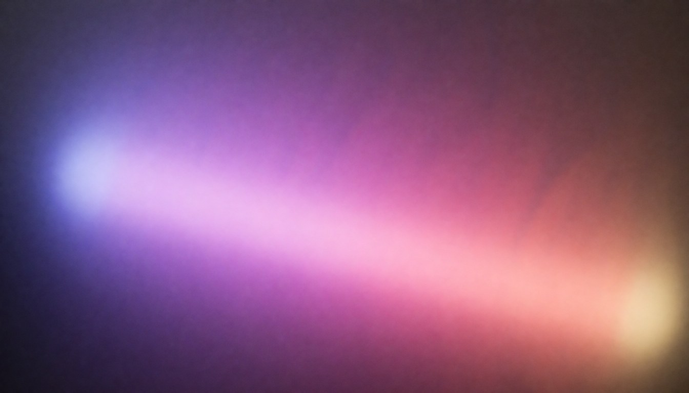 Arrière-plan lumineux avec des lumières néon violettes et roses dans une pièce sombre.