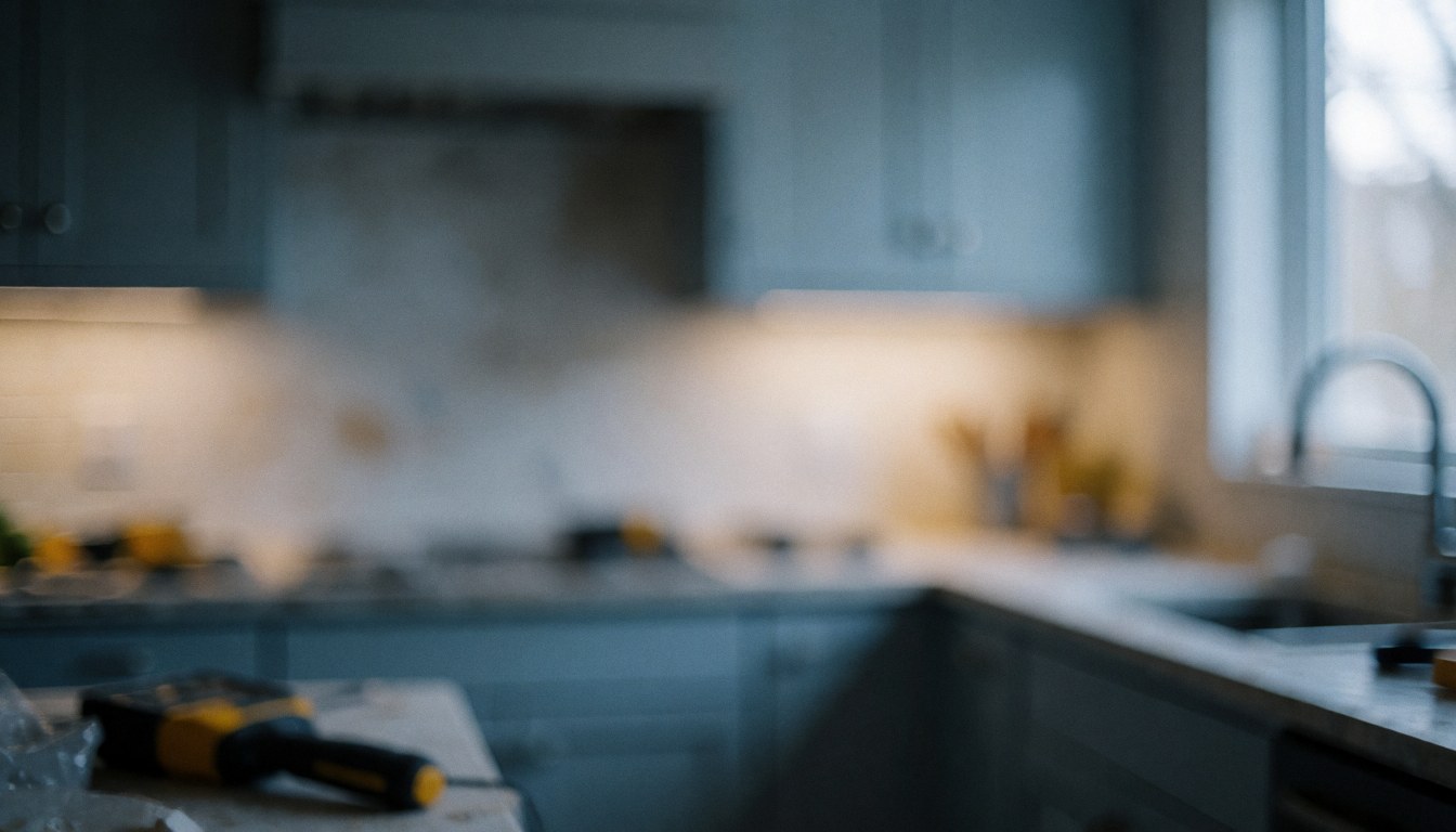 Arrière-plan de cuisine moderne avec une texture neutre et professionnelle, idéal pour ajouter du texte.