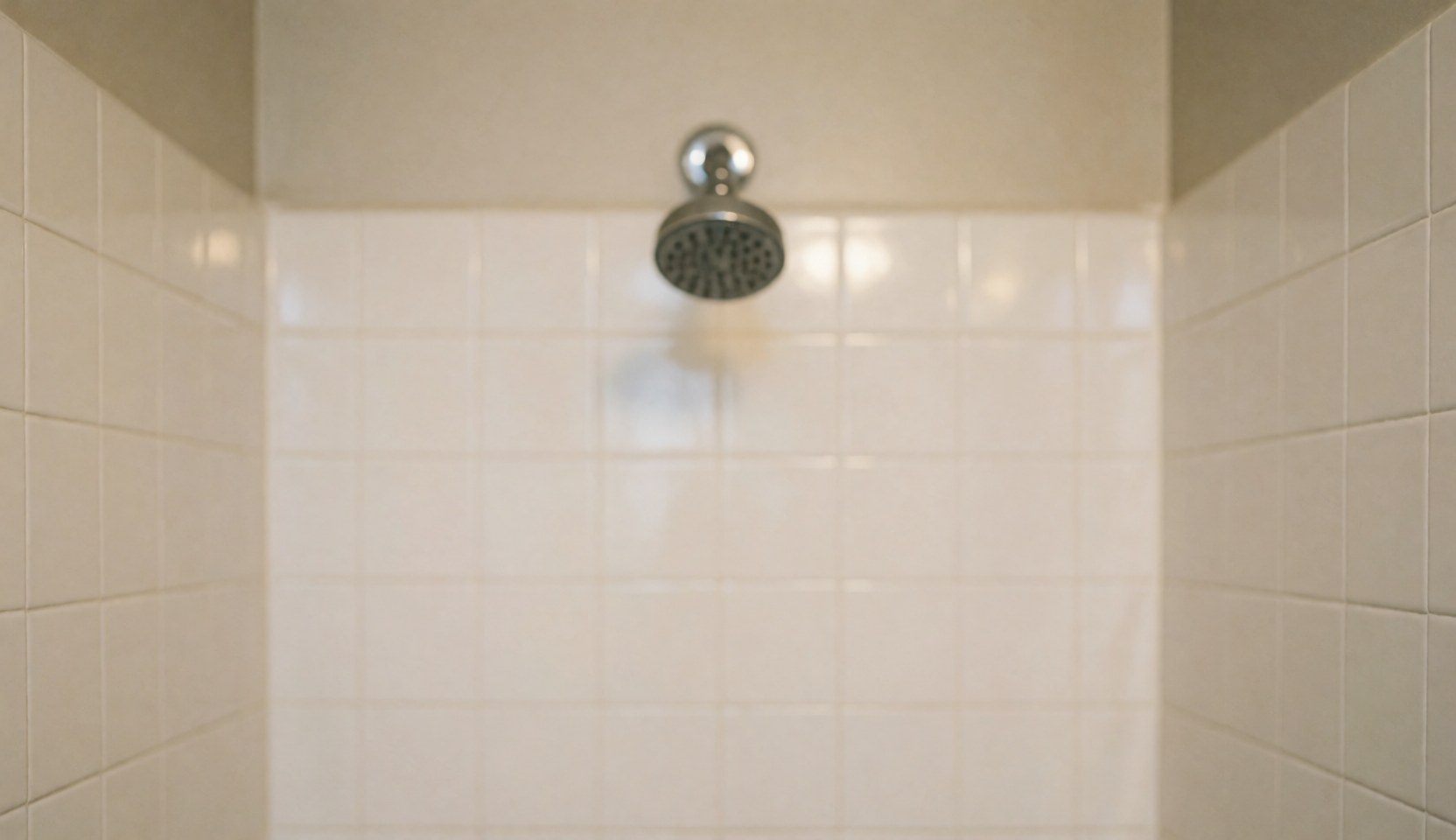 Fond de douche composé de carreaux blancs et d'un pommeau chromé, idéal pour les textes sur les services de rénovation et d'entretien des salles de bain.