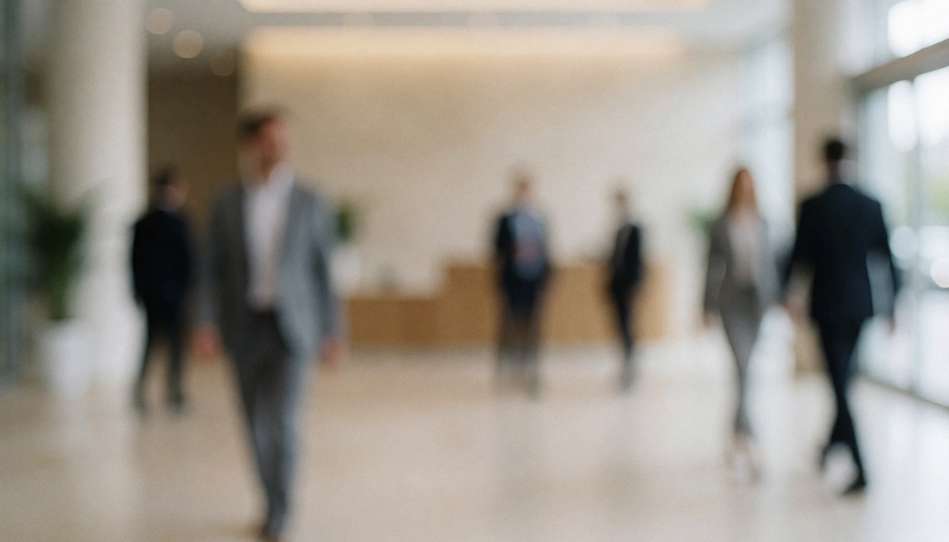 Arrière-plan flou aux tons neutres beige et gris, idéal pour superposer du texte dans des présentations ou supports visuels professionnels.