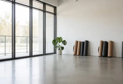 Espace intérieur minimaliste lumineux dédié à la relaxation et au bien-être, idéal pour les cabinets de psychologie ou de thérapie.