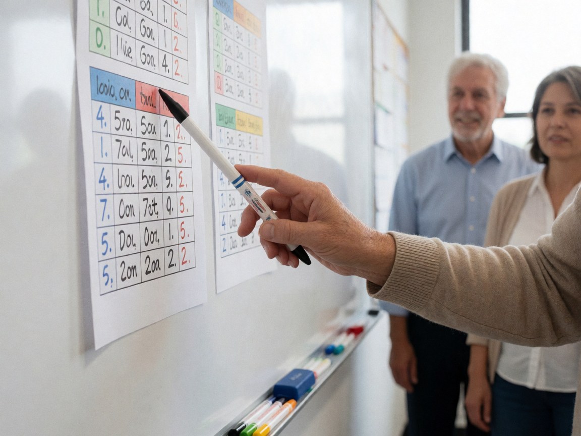 Un professeur écrit des exemples de conjugaison verbale sur un tableau noir avec un marqueur blanc pour illustrer la leçon de grammaire.