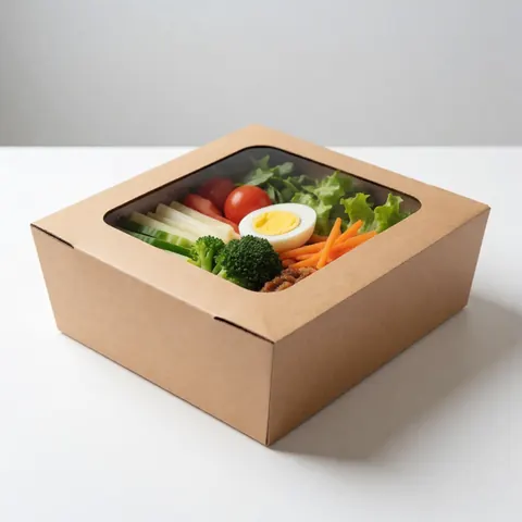 Une boîte repas saine contenant des légumes frais comme du brocoli, des carottes, de la laitue et des tomates, accompagnée d'un œuf dur, le tout disposé sur une assiette avec des couverts.