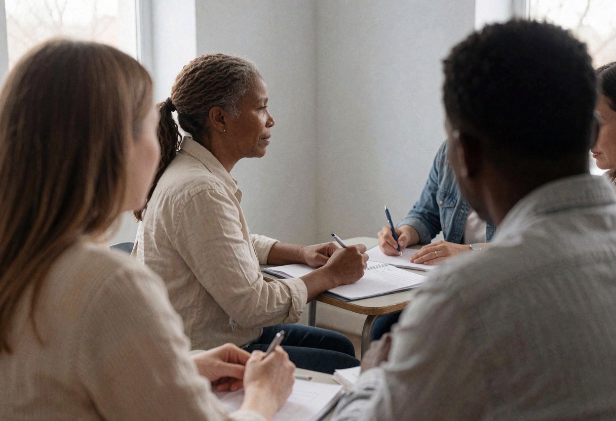 Des étudiants prennent part activement à une leçon de langues en classe avec leur professeur.