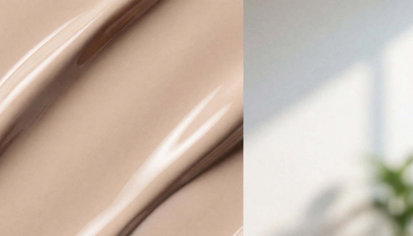 Fond abstrait avec une texture douce et un dégradé subtil de couleur beige neutre, idéal pour ajouter du texte dans des designs commerciaux ou publicitaires.