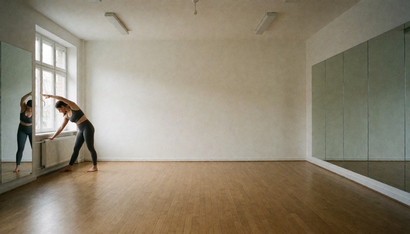 Un studio de pilates au design épuré et moderne, offrant un espace calme pour la pratique de l'exercice.