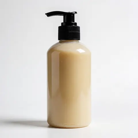Vue de face d'une bouteille blanche contenant de la cire pour cheveux, posée seule sur un fond uni et lumineux, mettant en valeur le produit.