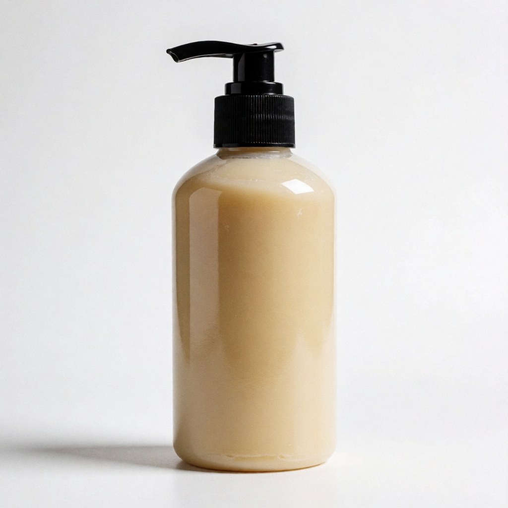 Vue de face d'une bouteille blanche contenant de la cire pour cheveux, posée seule sur un fond uni et lumineux, mettant en valeur le produit.