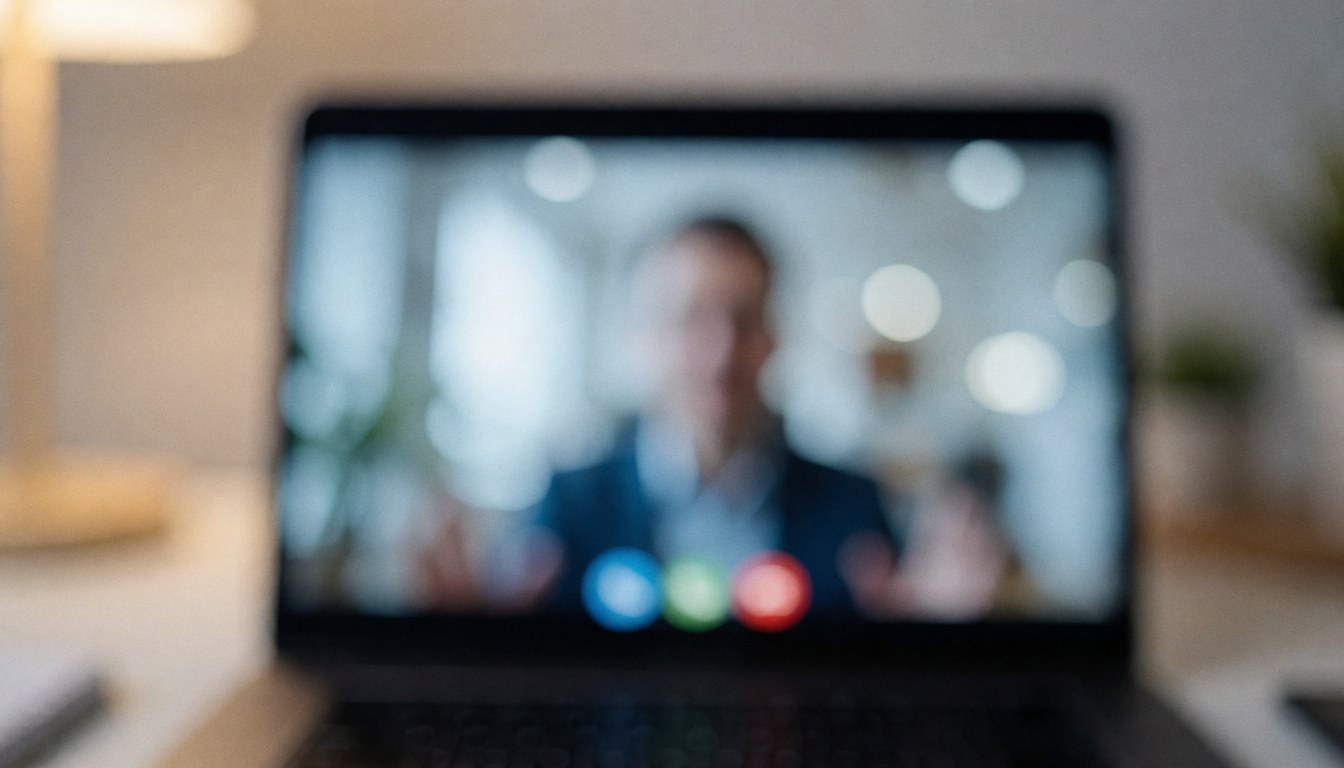Fond abstrait aux lumières bokeh douces, idéal comme arrière-plan neutre et professionnel pour des présentations ou des réunions en ligne.
