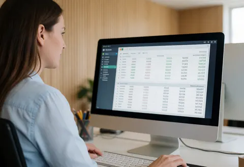 Vue rapprochée d'un écran d'ordinateur affichant des graphiques financiers et des tableaux de bord pour l'analyse des données comptables.