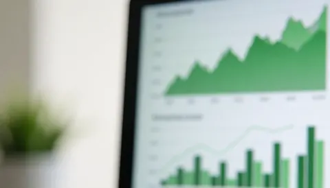 Fond abstrait avec des graphiques financiers verts sur un écran, idéal pour les textes de comptabilité. Ambiance professionnelle et douce.