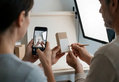 Photographie de produits destinée à une boutique en ligne, mettant en scène un environnement de travail professionnel avec du matériel de prise de vue.