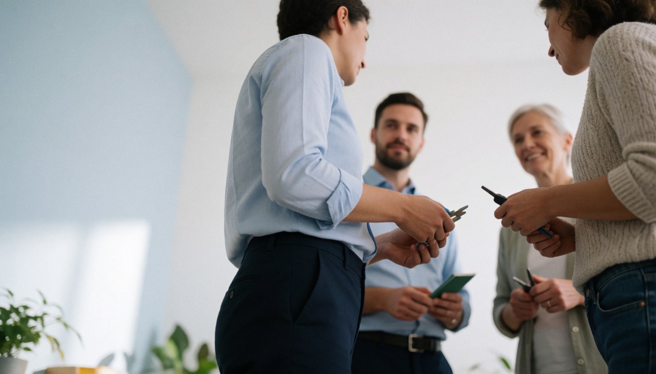 Un formateur professionnel s'adresse à un groupe attentif lors d'une session de formation en entreprise.