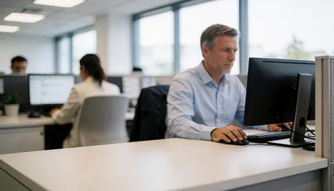 Agents du service client travaillant sur des ordinateurs dans un environnement professionnel lumineux et organisé.