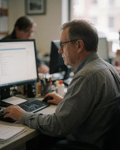 Un agent d'assurance professionnel assis à son bureau, concentré sur l'écriture de notes manuscrites sur une feuille de papier, entouré de son matériel de travail.