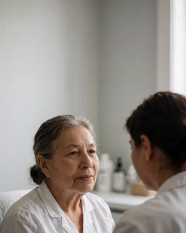 Portrait d'une cliente souriante avec les yeux fermés, montrant une expression de bien-être et de calme après une séance de massage.