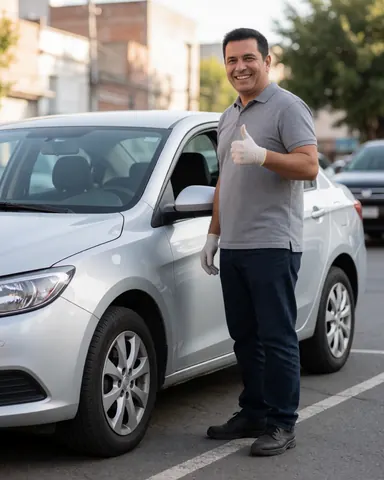 Mécanicien souriant approuvant une réparation avec un pouce levé.
