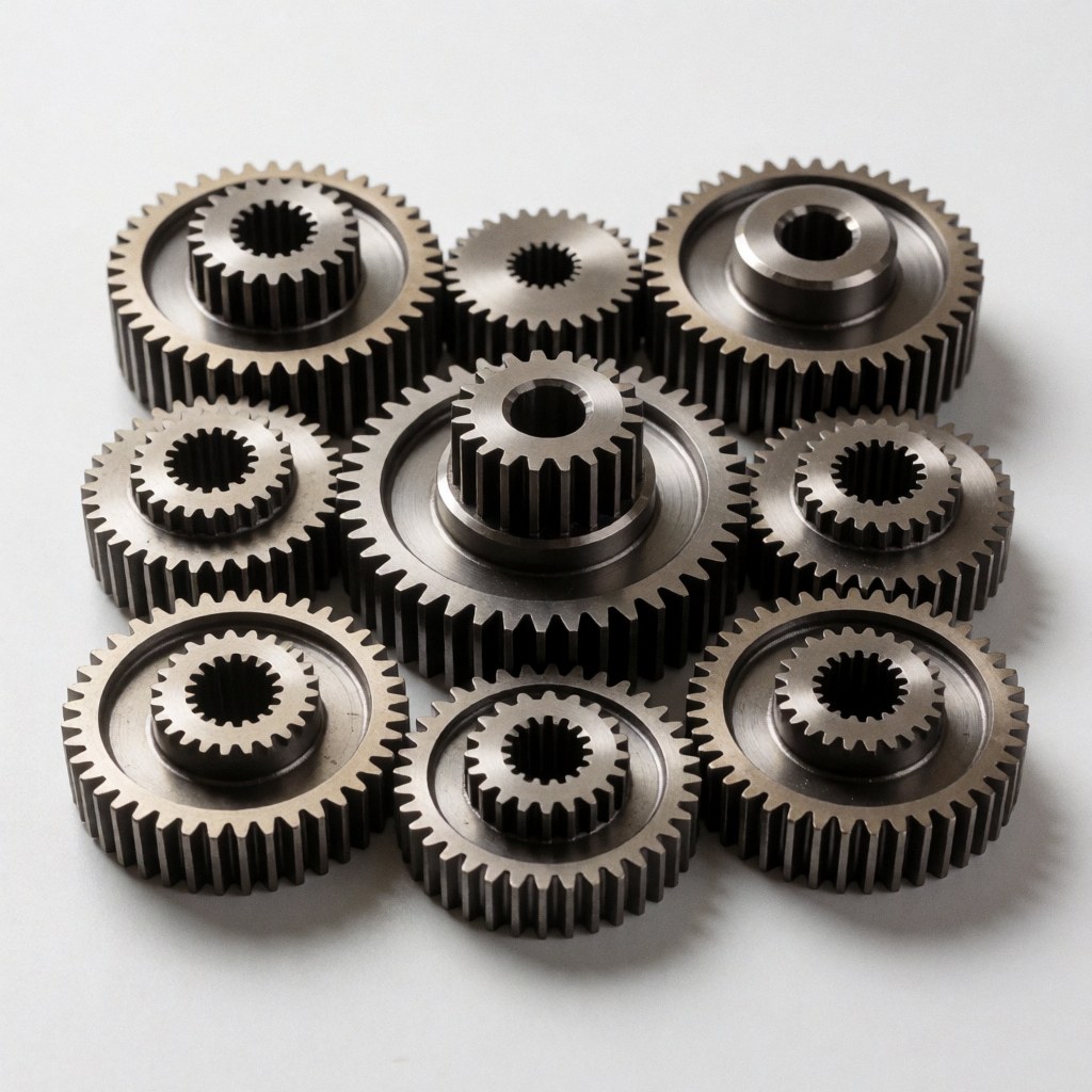Gros plan sur des engrenages de précision mécaniques utilisés dans un environnement industriel pour la fabrication.