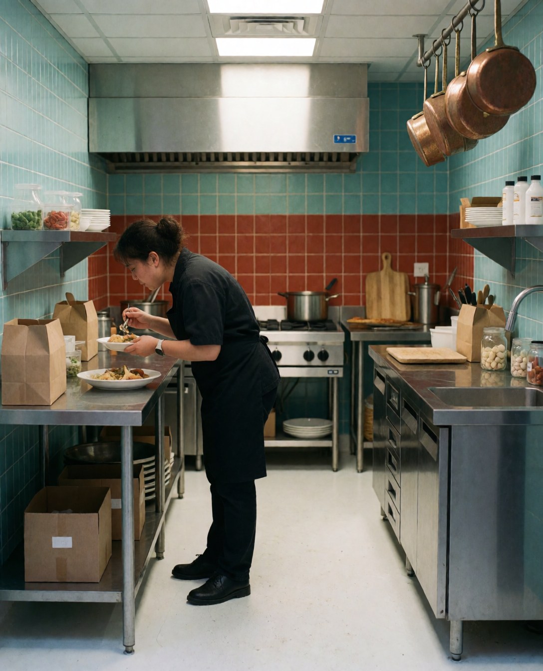 Un client satisfait savoure son repas dans un cadre de restauration, illustrant la qualité du service et l'expérience culinaire offerte par l'entreprise de catering.