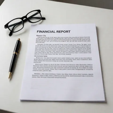 Un conseiller professionnel portant des lunettes analyse un document financier à l'aide d'un stylo sur une surface de travail claire et épurée.