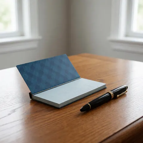 Un chèque traditionnel posé sur un bureau en bois avec un stylo, évoquant la finance et le service professionnel.
