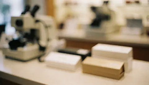 Fond d'optique avec des boîtes de lunettes et du matériel flou, idéal pour ajouter du texte.
