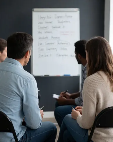 Groupe de participants assis lors d'une session de formation professionnelle.