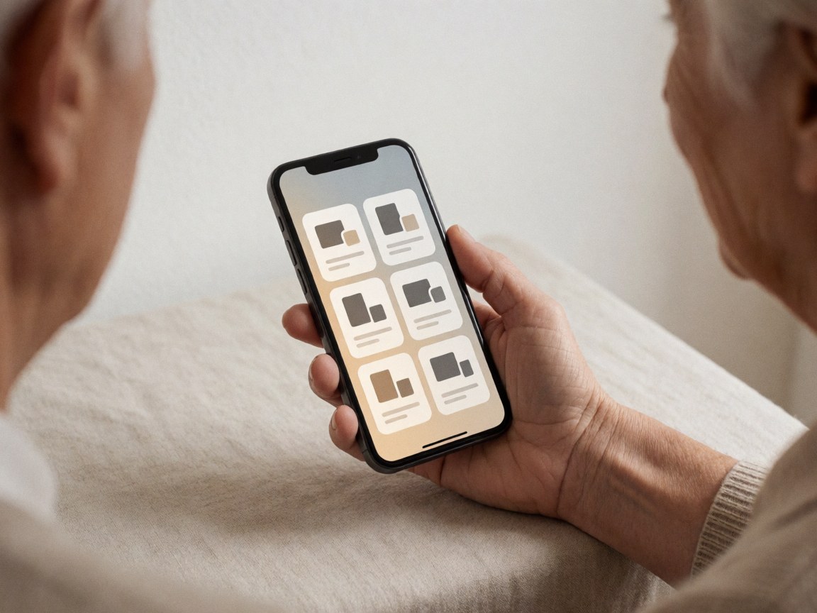 Vue rapprochée d'un smartphone affichant l'interface d'une application dédiée à la formation en ligne avec des icônes de modules éducatifs.