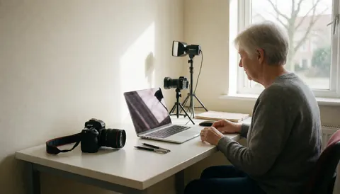 Espace de travail moderne et lumineux, idéal pour le télétravail et les appels vidéo en entreprise.