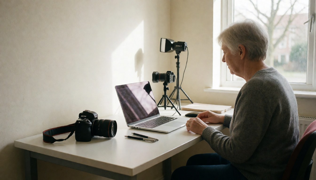 Espace de travail moderne et lumineux, idéal pour le télétravail et les appels vidéo en entreprise.