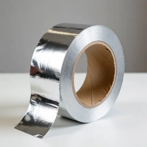 Un ruban adhésif réfléchissant en aluminium utilisé pour l'isolation et le raccordement dans les systèmes de climatisation et de ventilation.