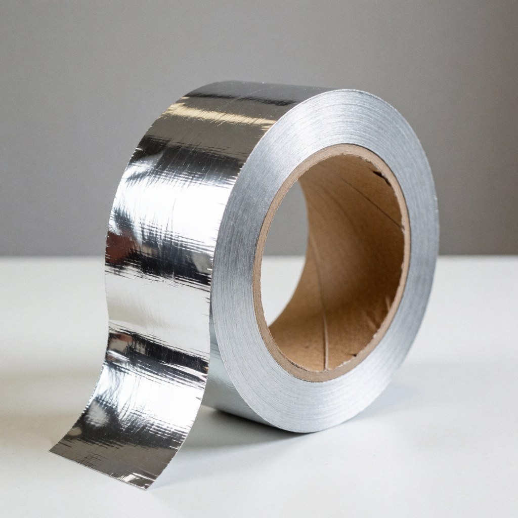 Un ruban adhésif réfléchissant en aluminium utilisé pour l'isolation et le raccordement dans les systèmes de climatisation et de ventilation.