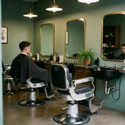Un résultat de coiffure frais et propre visible dans un environnement soigné.