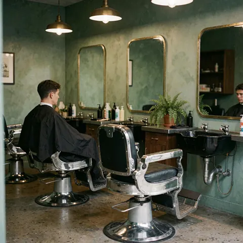 Un résultat de coiffure frais et propre visible dans un environnement soigné.