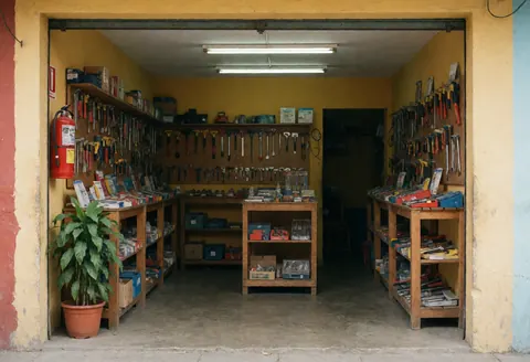 Intérieur d'un local commercial vide et organisé, prêt pour l'ouverture d'une nouvelle entreprise ou boutique.