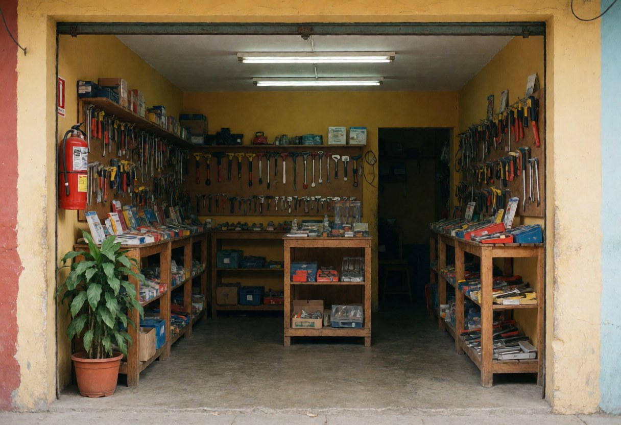 Intérieur d'un local commercial vide et organisé, prêt pour l'ouverture d'une nouvelle entreprise ou boutique.