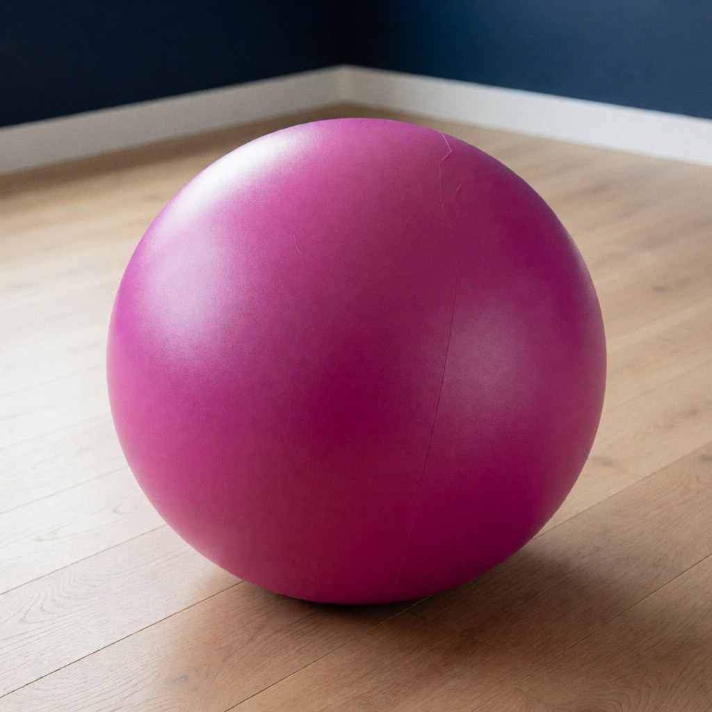 Une boule de naissance de couleur magenta utilisée pour le massage maternel et la préparation à l'accouchement.