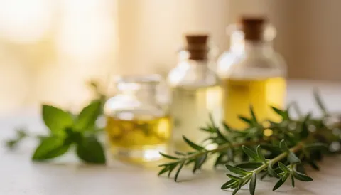 Fond flou aux tons chauds et dorés évoquant une ambiance de bien-être et de relaxation, idéal pour l'aromathérapie et les soins spa.