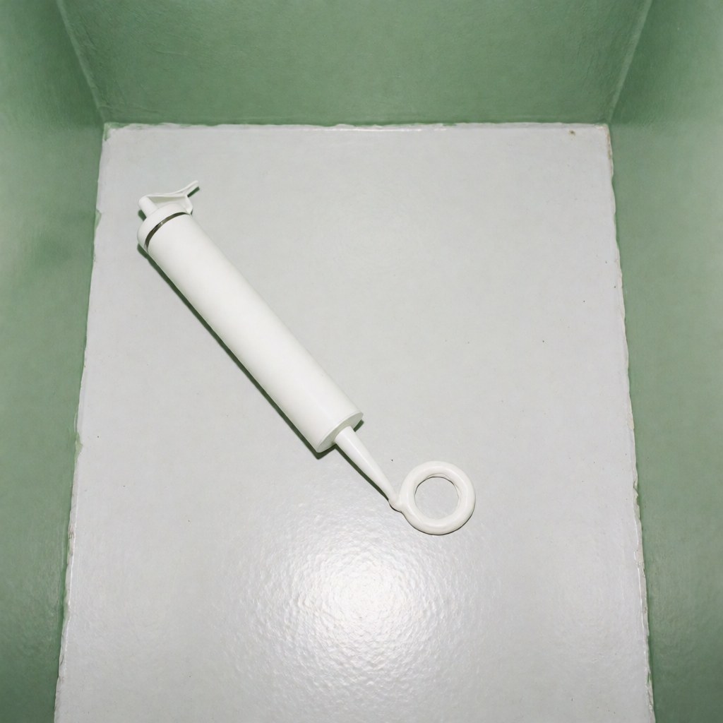 Tube de silicone blanc non appliqué posé sur une surface grise lisse avec des murs verts en arrière-plan, éclairage uniforme et propre, idéal pour les installateurs de fenêtres isolantes.