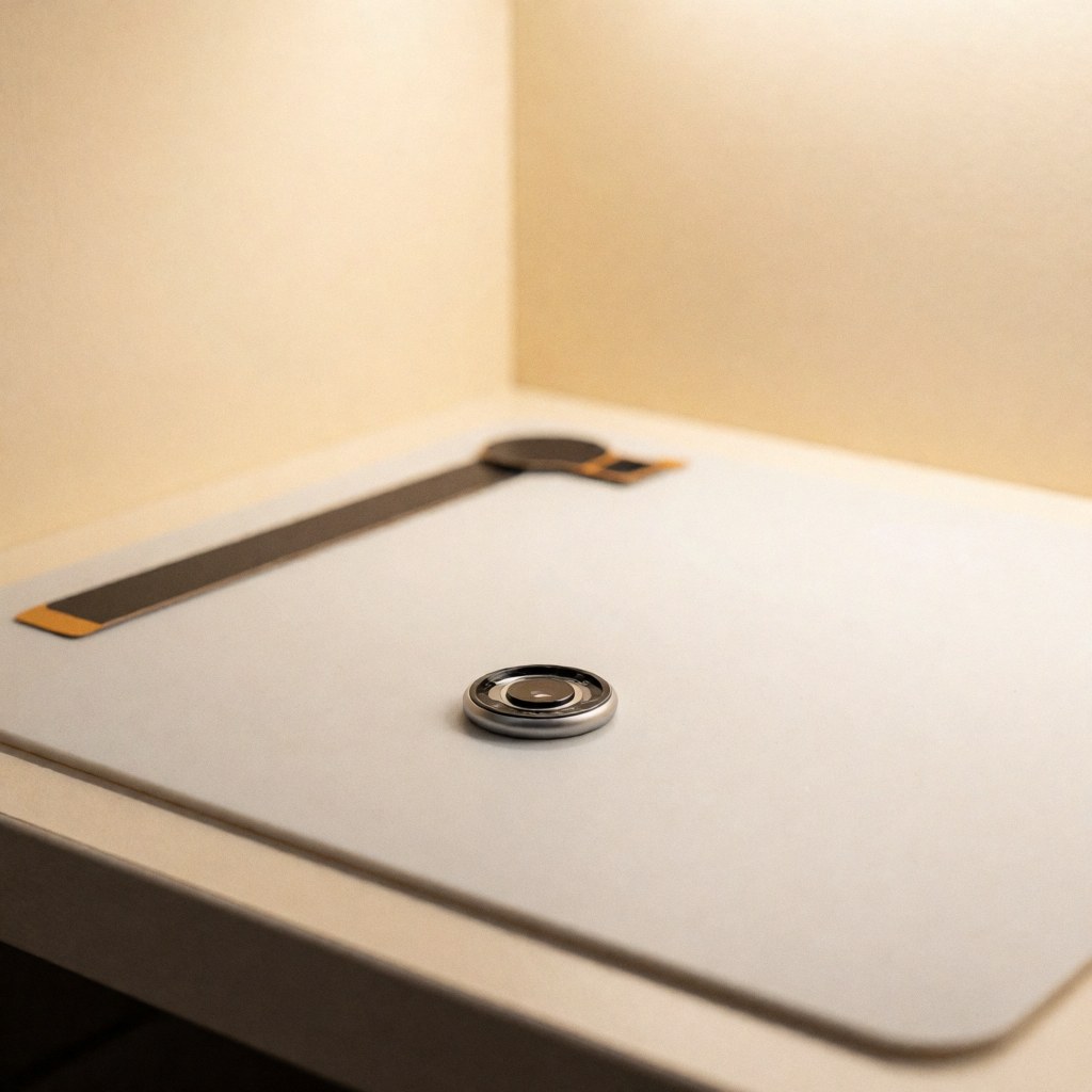 Nouveau capteur tactile avec bordure brillante posé sur fond blanc propre, pièce de rechange pour réparation de smartphones.