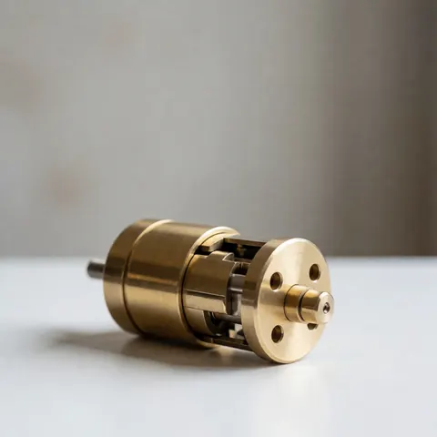 Serrure en bronze présentant son mécanisme interne sur un fond blanc uni, adaptée pour illustrer des produits de quincaillerie ou de sécurité.