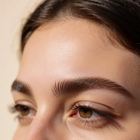 Des sourils pleins et bien définis avec un effet de lamination sur une peau naturelle et douce, sur un fond beige clair, idéal pour un salon de beauté.