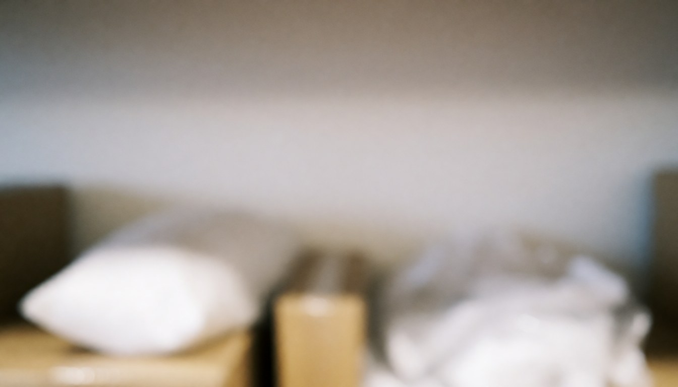 Arrière-plan abstrait et flou de colis et cartons dans un entrepôt, idéal pour textes commerciaux.