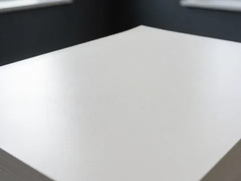 Gros plan sur une feuille de papier blanc a4 avec une texture uniforme, adaptée à l'impression professionnelle en bureau.