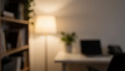 Fond chaleureux avec étagère, plante et bureau pour textes, idéal pour photographe de mariages.