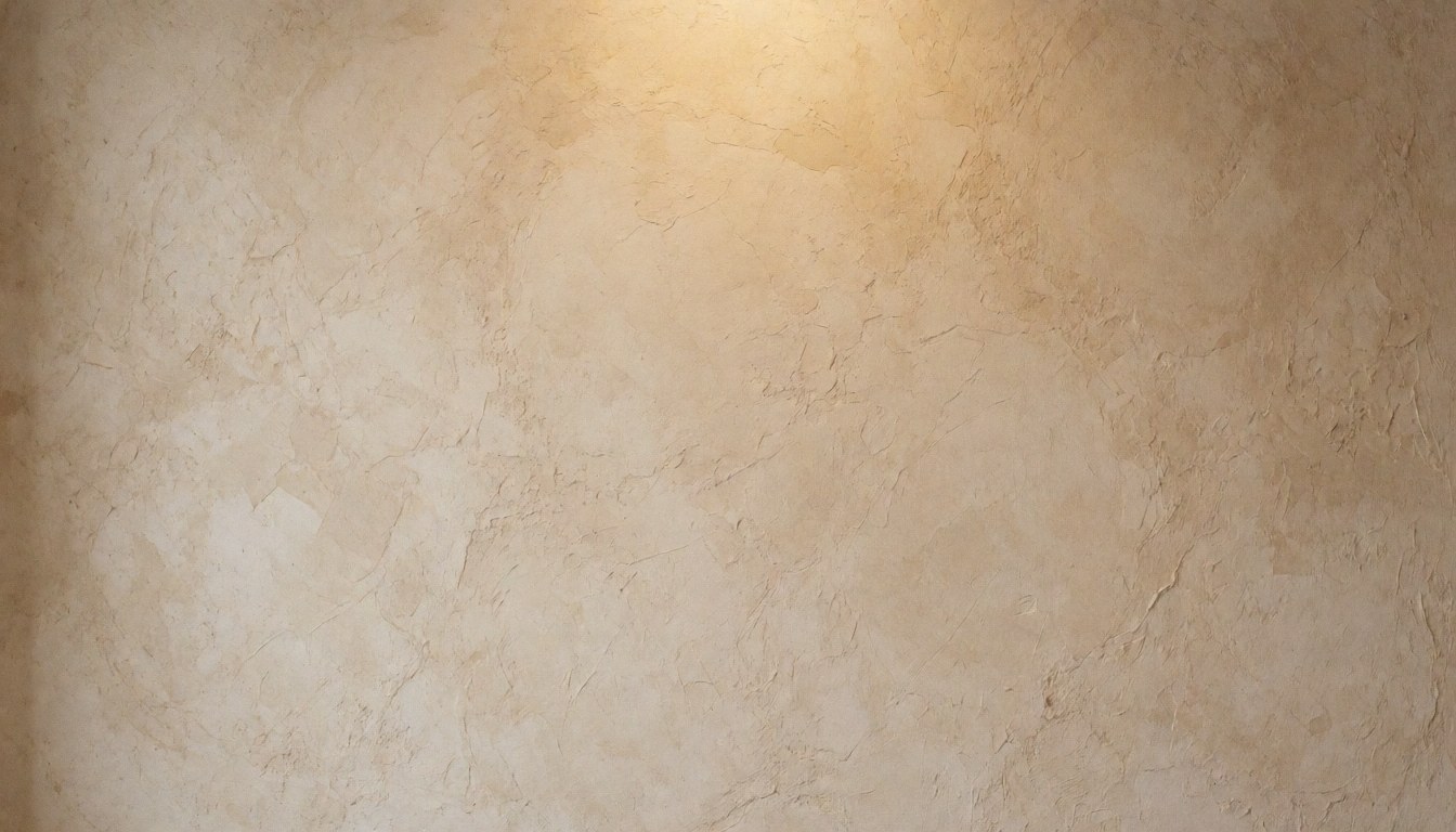 Mur beige en stuc rustique offrant une texture naturelle et chaleureuse, servant de fond neutre idéal pour l'intégration de textes commerciaux ou de contenus graphiques.